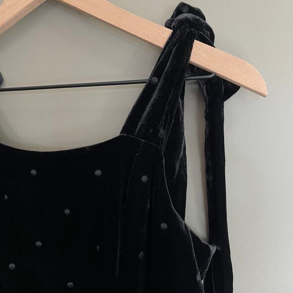 ULLA JOHNSON Minnet Jumpsuit Jet Black Size 4 Embroidered Polka Dot Velvet Chic - Picture 12 of 16